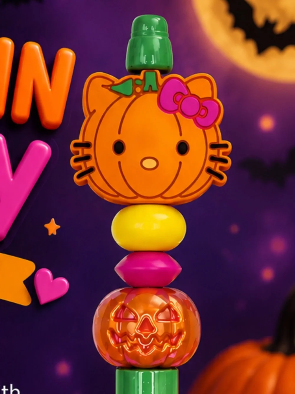 Pumpkin Kitty Beaded Pen